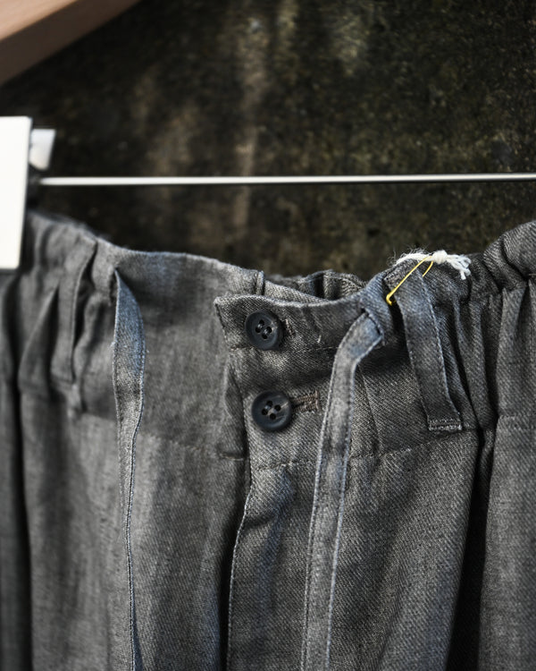 Sumi-Dyed Linen Wide Pants