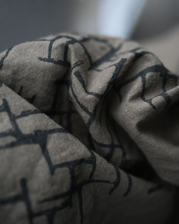 4PANEL SKIRT -kahki(print), lattice pattern