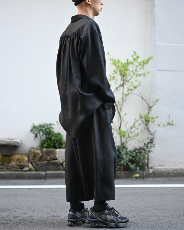 LINEN GATHERED PULL-OVER SHIRT