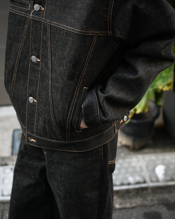 coffee black denim jacket