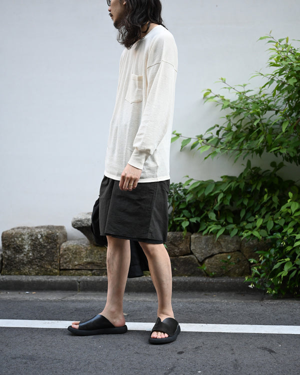 BACK CREPE JERSEY / CREW NECK LONG SLEEVE, ecru