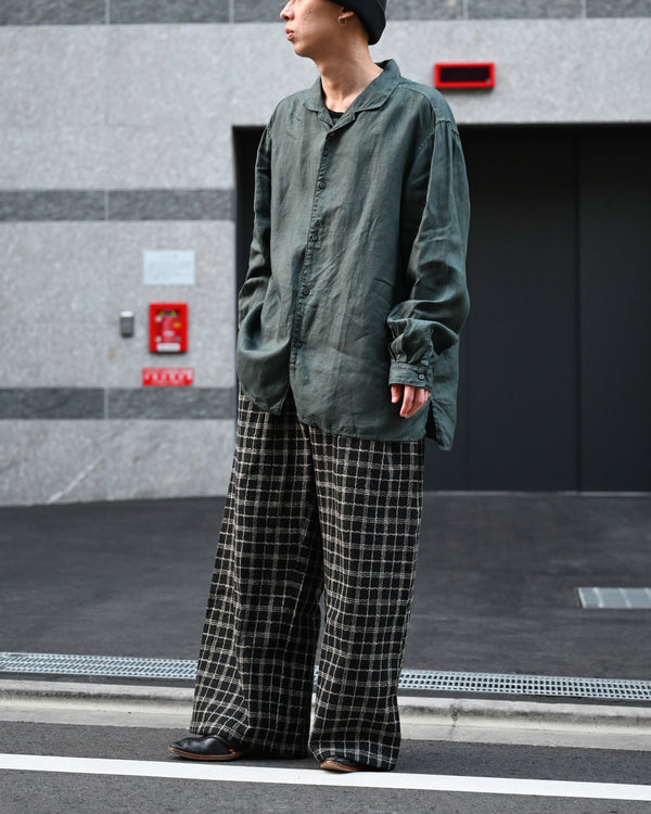 大麻開襟シャツ (草木濃染), 藍×鬱金×墨