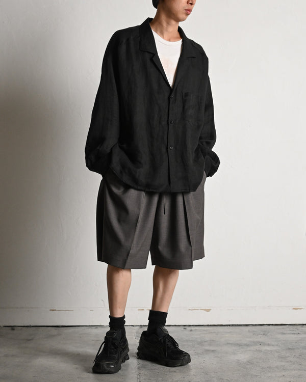100/S LINEN TAILORED SHIRT, black