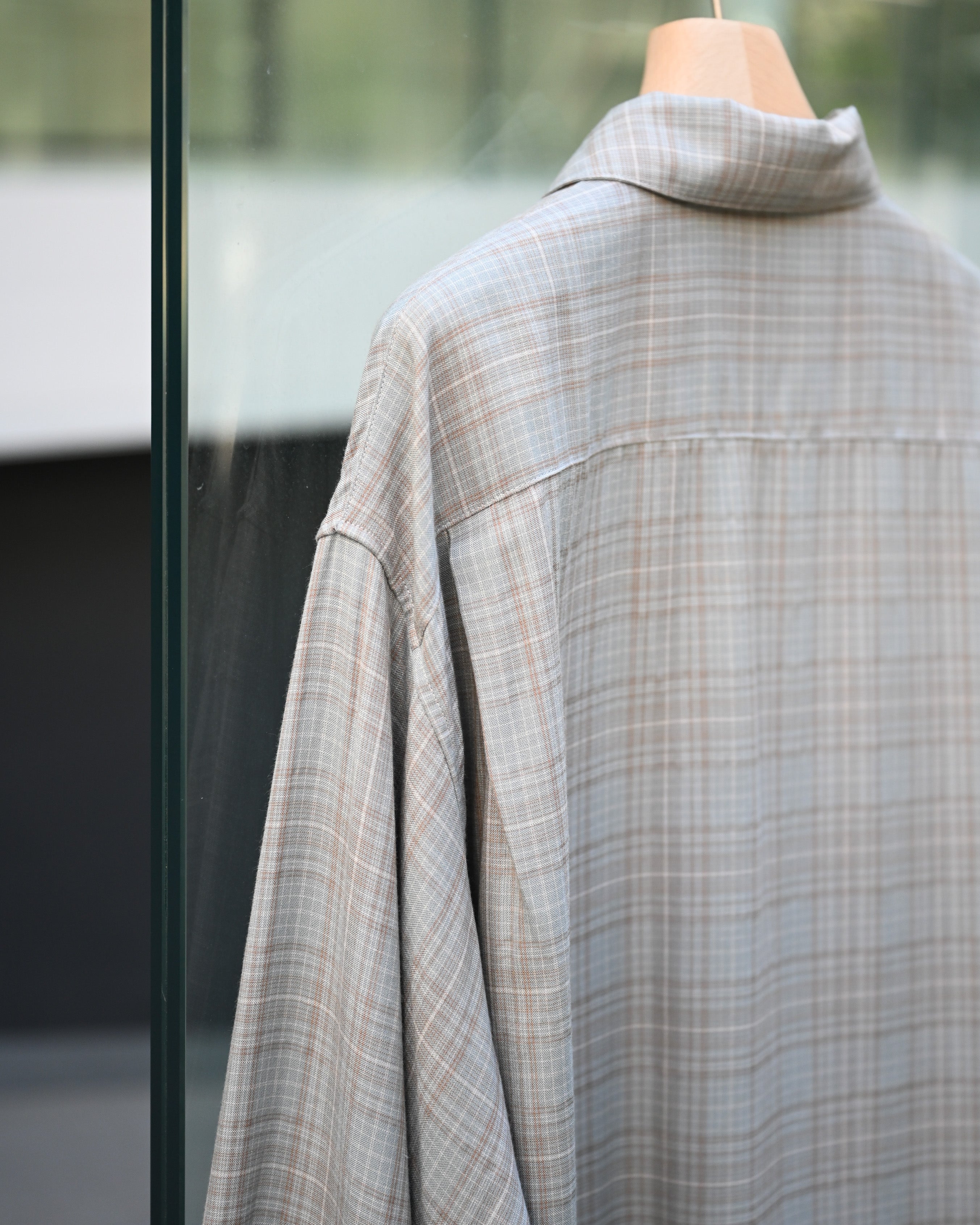 ANCELLM アンセルム - AGING RAYON CHECK SHIRT, blue – coelacanth