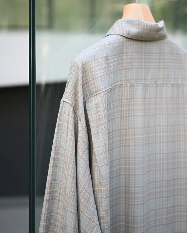 AGING RAYON CHECK SHIRT, blue