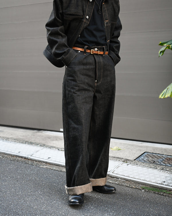 coffee black denim trousers