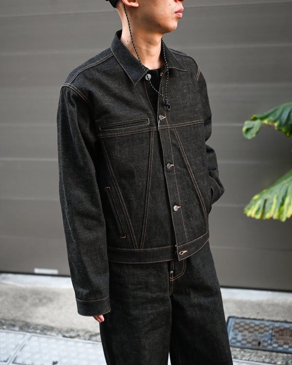 coffee black denim jacket