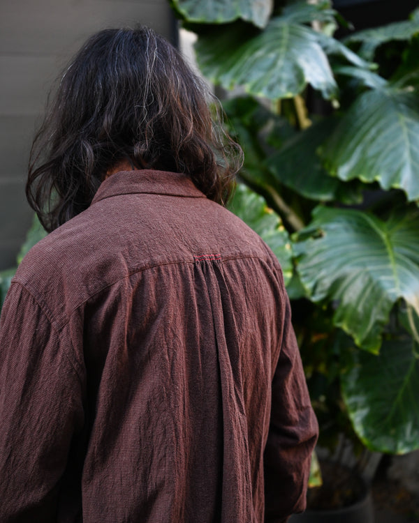 SHIRT COAT, hound's tooth cotton linen