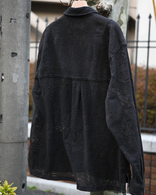 AGING LACE WORK SHIRT, black