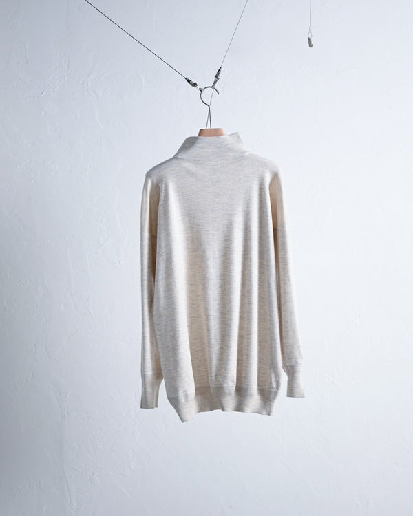 CASHMERE INTERLOCK MOCK NECK LONG SLEEVE