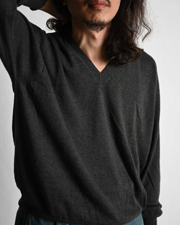 SILK LINEN V L/S, charcoal