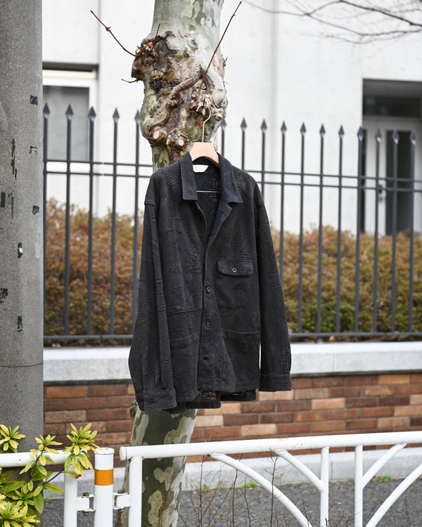AGING LACE WORK SHIRT, black