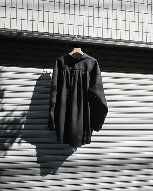 LINEN GATHERED PULL-OVER SHIRT