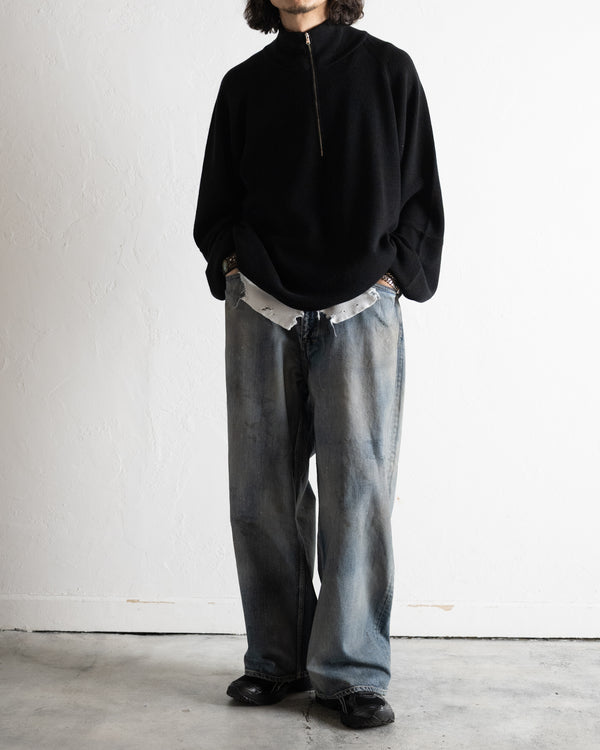 120'S WOOL HALF ZIP KNIT