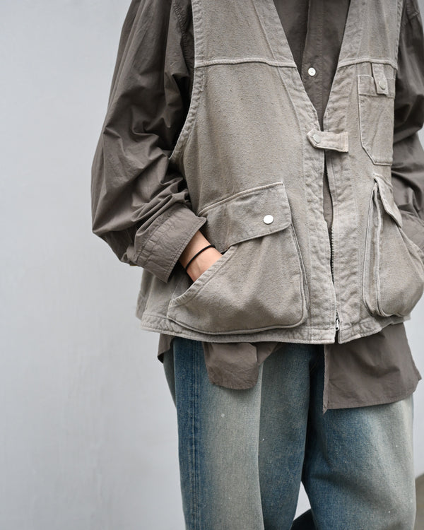 C/R DUCK UTILITY VEST, greige