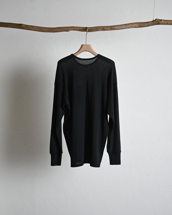 BACK CREPE JERSEY / CREW NECK LONG SLEEVE, black