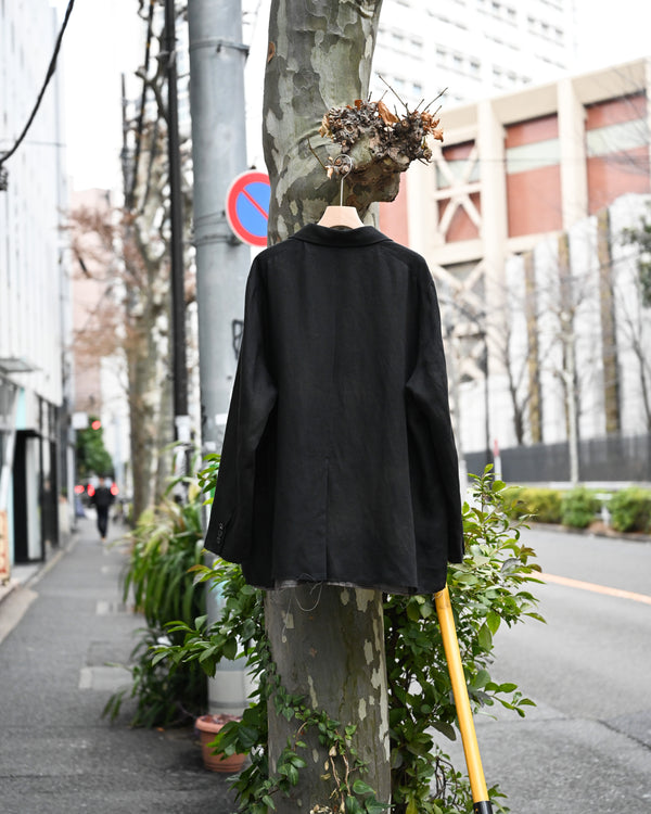 100/S LINEN TAILORED JACKET, black