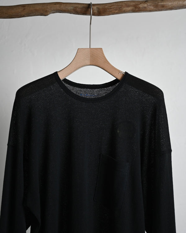 BACK CREPE JERSEY / CREW NECK LONG SLEEVE, black