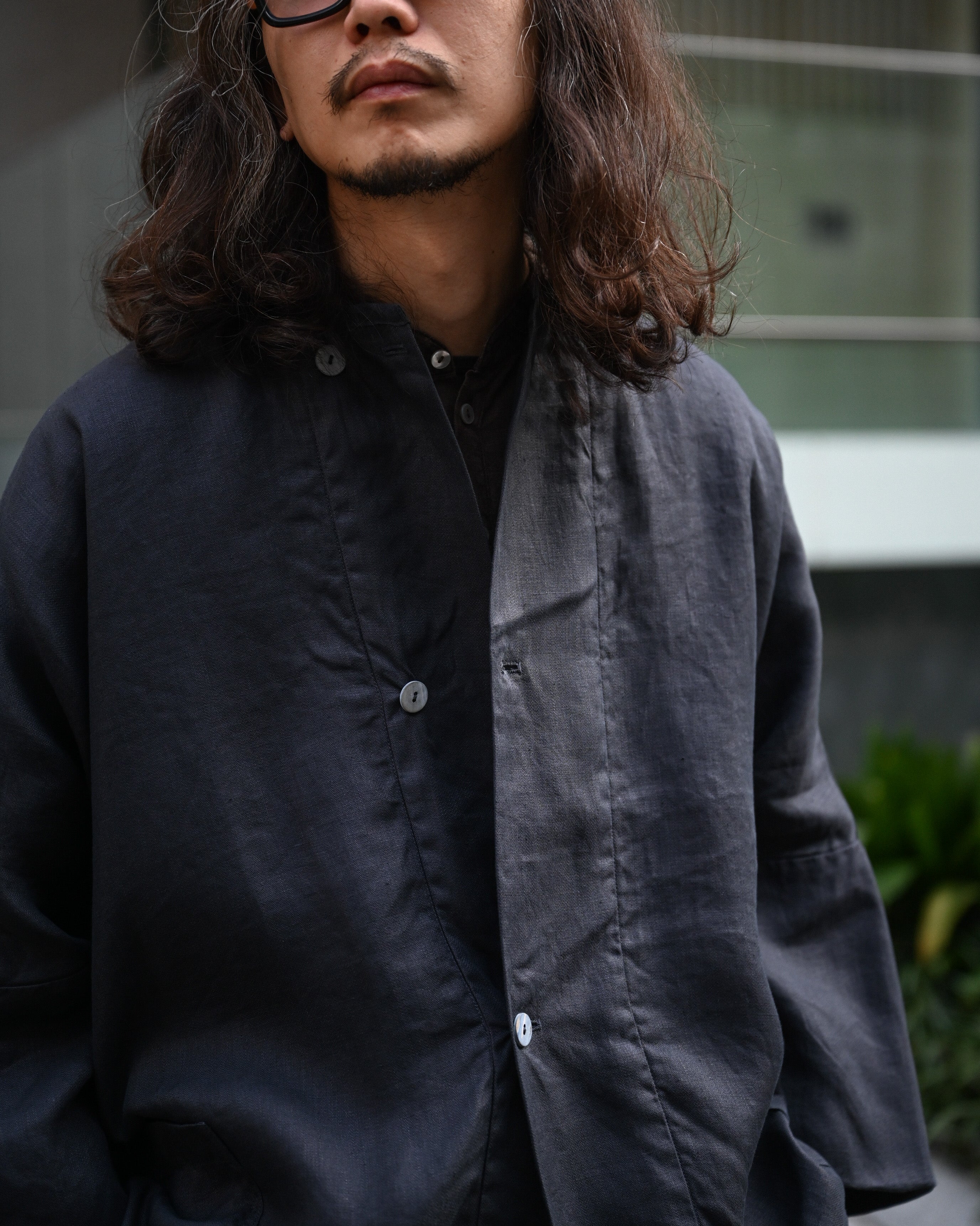 mittan さざ波大麻ワイドジャケット MITTAN / さざ波大麻ワイドジャケット <墨黒> | AUTHOR