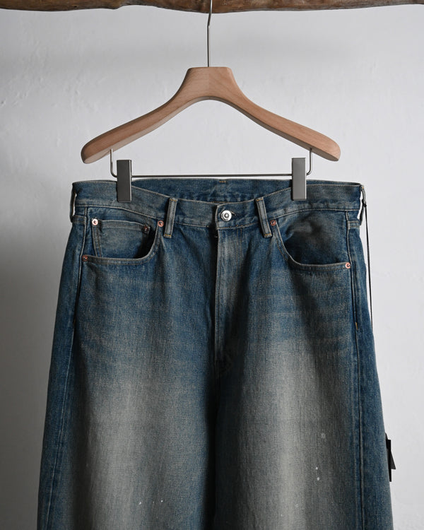 5POCKT BAGGY PANTS, raw denim, fade indigo