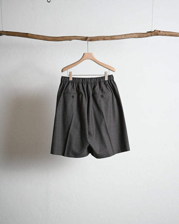 WOOL EXTRA WIDE SHORTS, dark brown