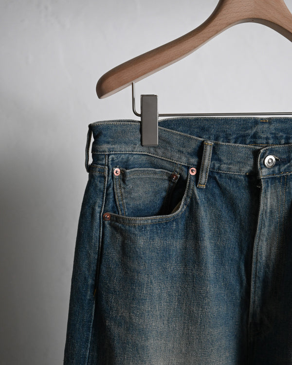 5POCKT BAGGY PANTS, raw denim, fade indigo