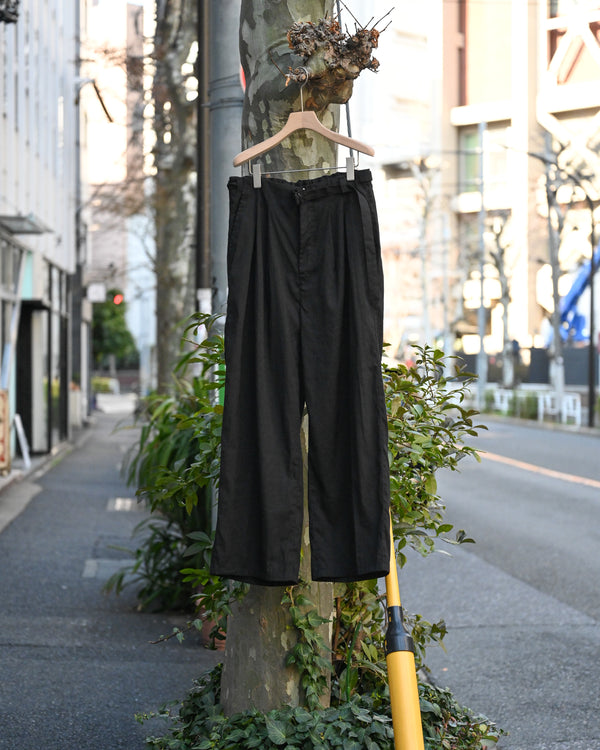 LINEN POPLIN BELT-LESS SLACKS