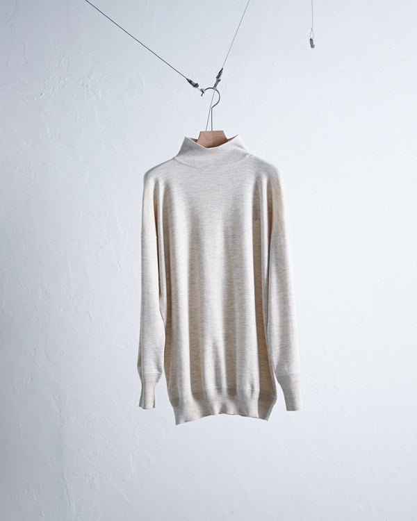 CASHMERE INTERLOCK MOCK NECK LONG SLEEVE