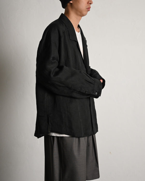 100/S LINEN TAILORED SHIRT, black