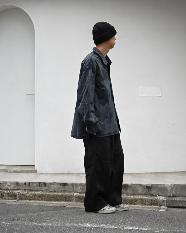 LINEN POPLIN BELT-LESS SLACKS