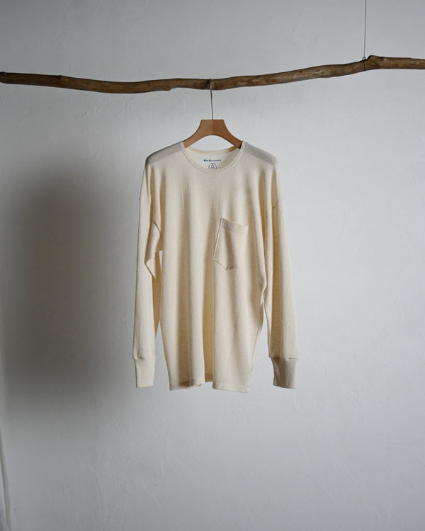 BACK CREPE JERSEY / CREW NECK LONG SLEEVE, ecru
