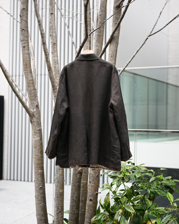 100/S LINEN TAILORED JACKET, brown