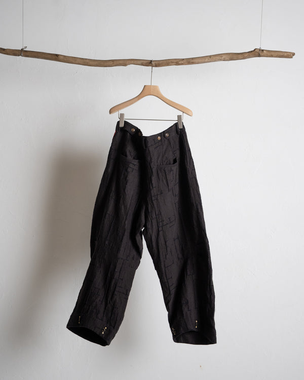 HOOK PANTS, dark brown site plan jacquard