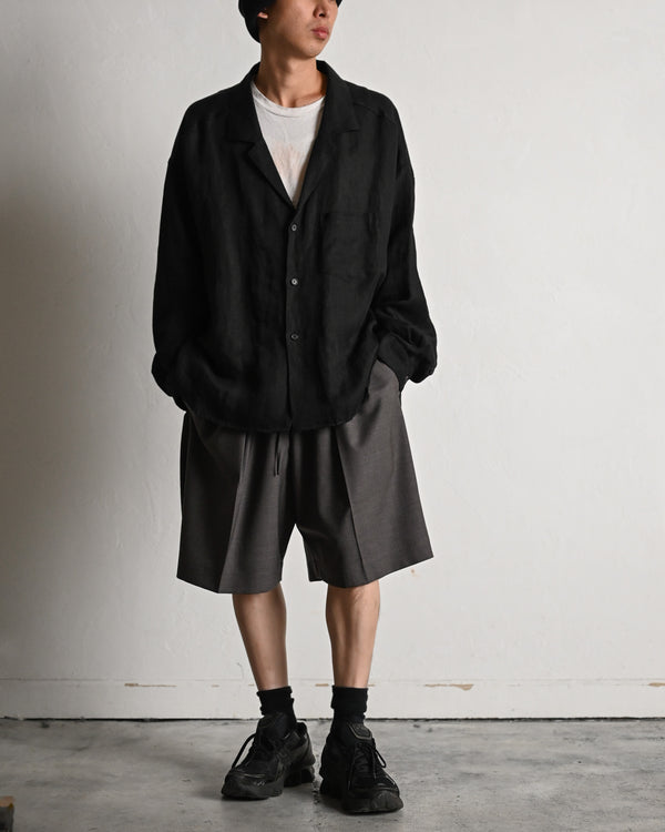 WOOL EXTRA WIDE SHORTS, dark brown