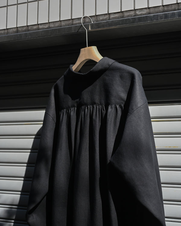 LINEN GATHERED PULL-OVER SHIRT