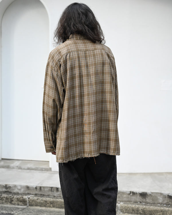 AGING RAYON CHECK SHIRT, green
