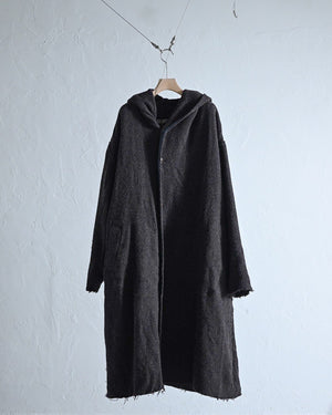 Wool linen kersey hoodie coat-YUTA MATSUOKA-COELACANTH