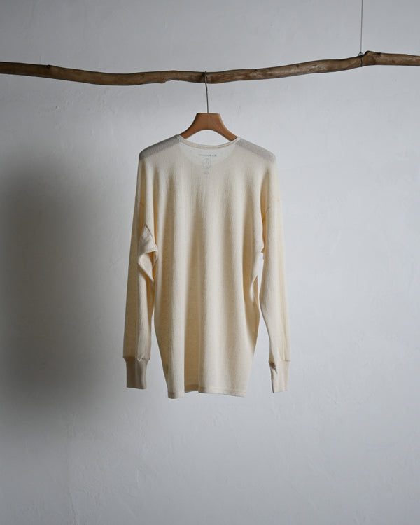 BACK CREPE JERSEY / CREW NECK LONG SLEEVE, ecru