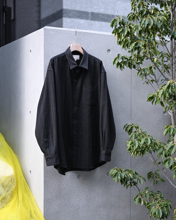 REGULAR COLLAR SHIRT, linen×cotton×silk, stripe