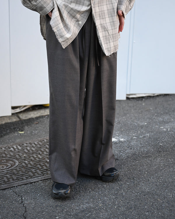 WOOL EXTRA WIDE TROUSERS, dark brown