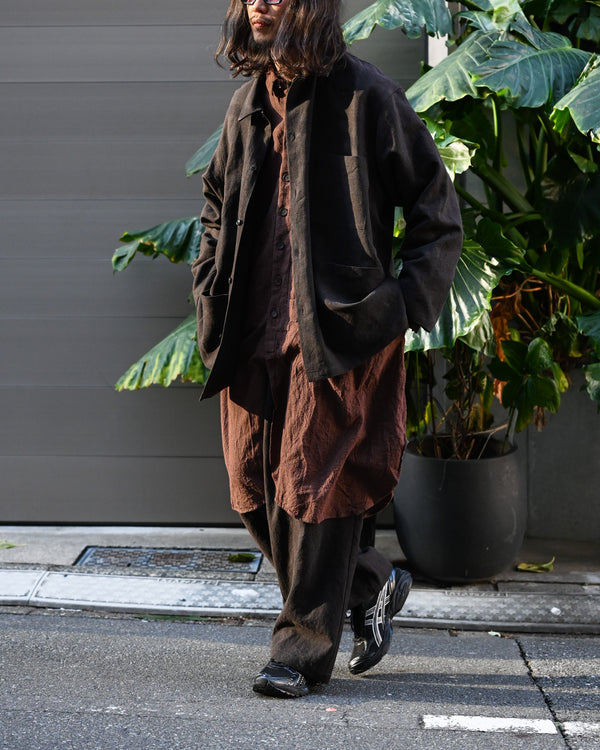 SHIRT COAT, hound's tooth cotton linen