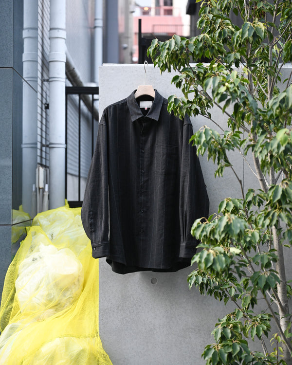 REGULAR COLLAR SHIRT, linen×cotton×silk, stripe