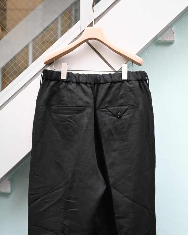 100/S LINEN TUCK SLACKS, black