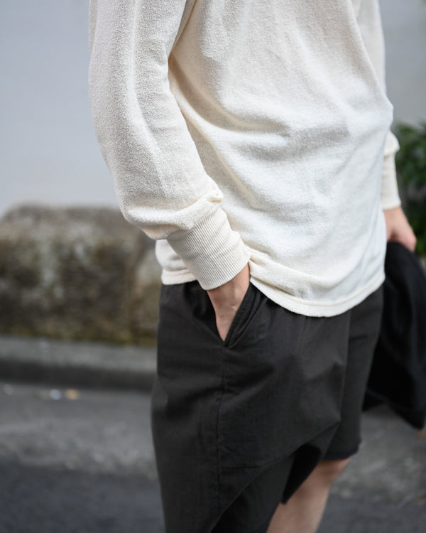 BACK CREPE JERSEY / CREW NECK LONG SLEEVE, ecru