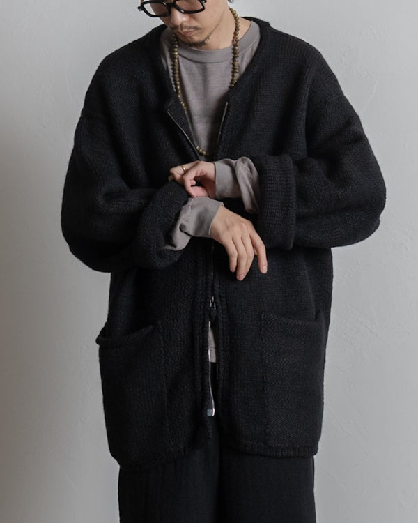 [予約商品]Slub yarn knit coat Ex. solid black
