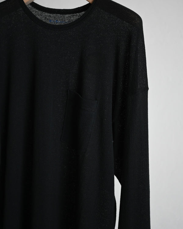 BACK CREPE JERSEY / CREW NECK LONG SLEEVE, black