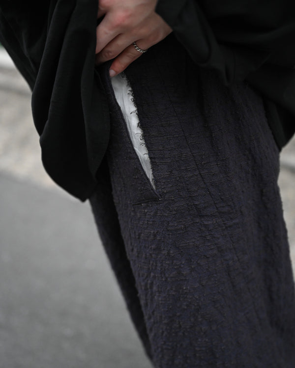 EX. BAGGY PANTS, slub yarn dobby cloth