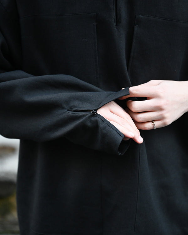 LINEN GATHERED PULL-OVER SHIRT