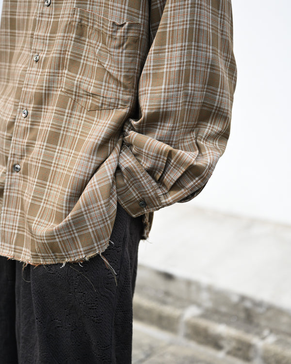 AGING RAYON CHECK SHIRT, green