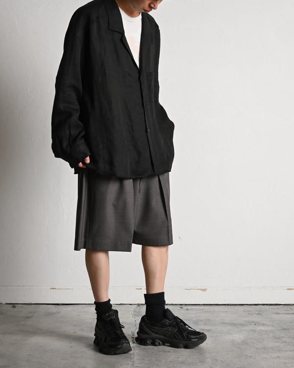 100/S LINEN TAILORED SHIRT, black